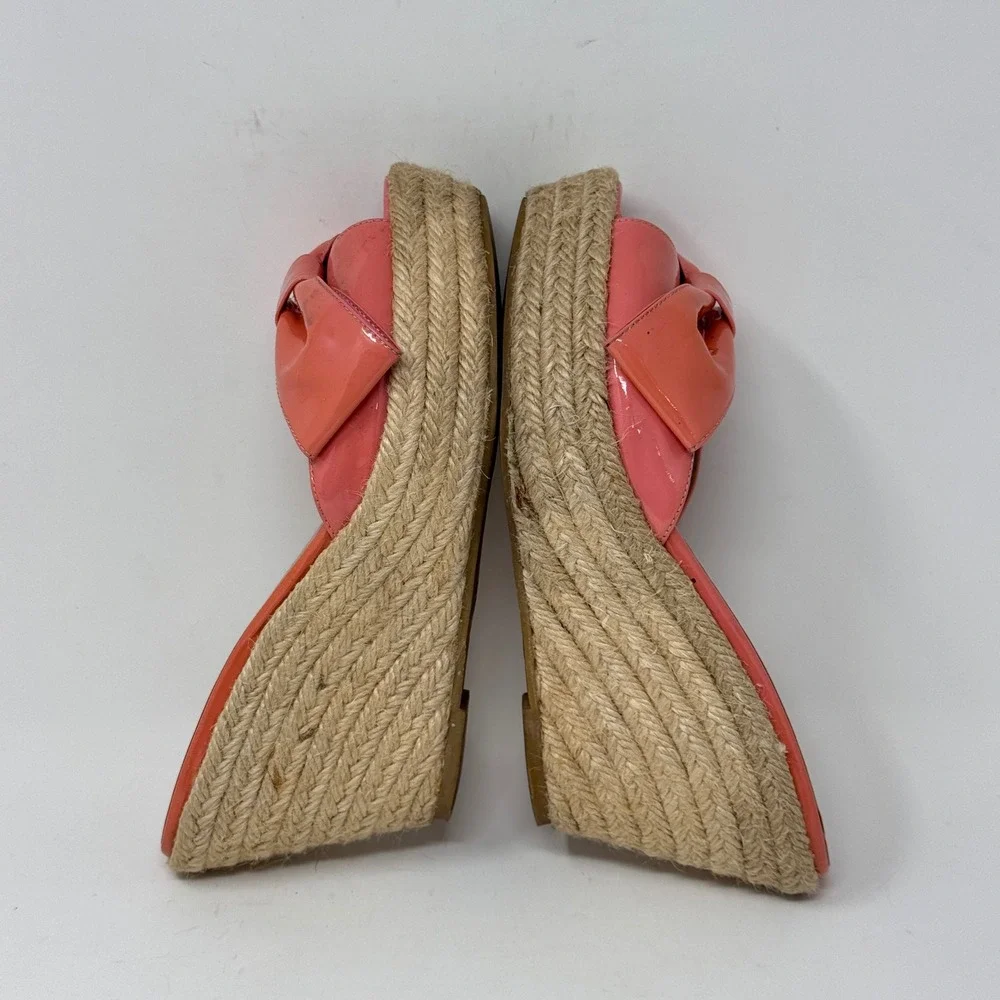 Valentino Garavani Mena Bow Espadrille Wedge Sandals – Pink Patent EU 36
